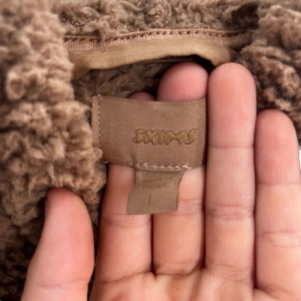 Skims Women’s Size L Teddy Zip‎ Up Hoodie Tigers Eye Brown Comfy Sherpa Lounge - Picture 5 of 7